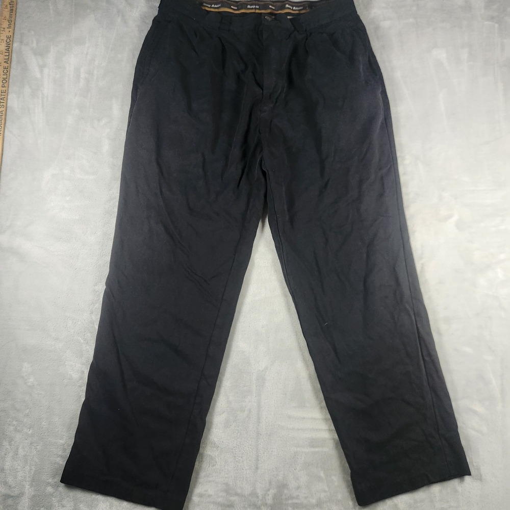 Vintage Tommy Bahama Men Black 100% Silk Pleated Dress Pants 34x30 Luxury